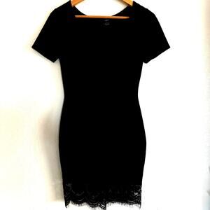 Shein Little Black Cocktail Dress with Sweetheart Neckline and Sheer Size Small